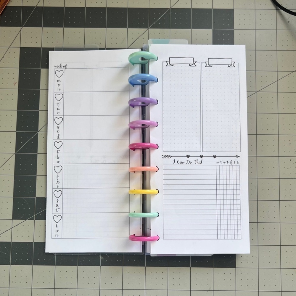 Skinny classic Happy Planner Weekly Layout Notes Inserts Dotted Grid and Lines